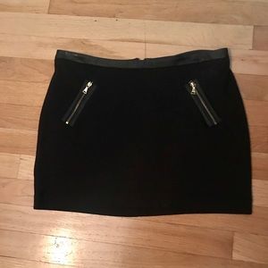 Express Zipper Mini Skirt with Faux Leather Trim